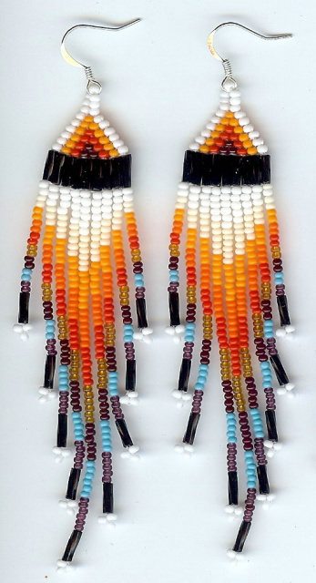 Multicolor long fringe earrings